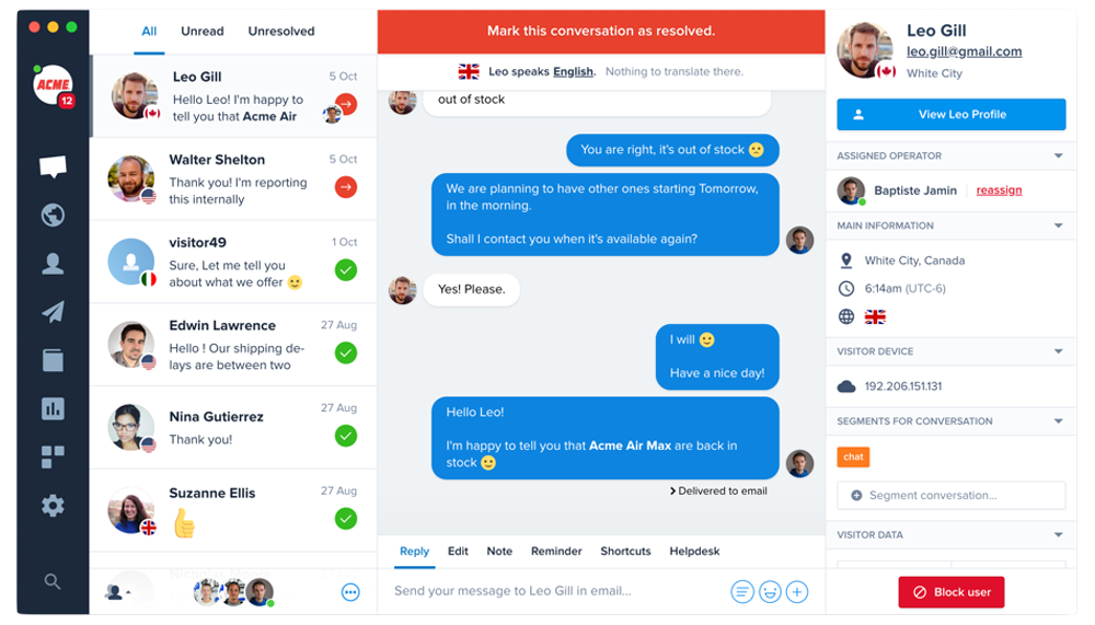 Crisp Chat: Inbox